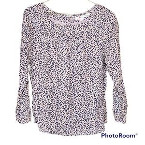 Boden Woman’s Lightweight Leopard Printed Linen Blouse Size 2